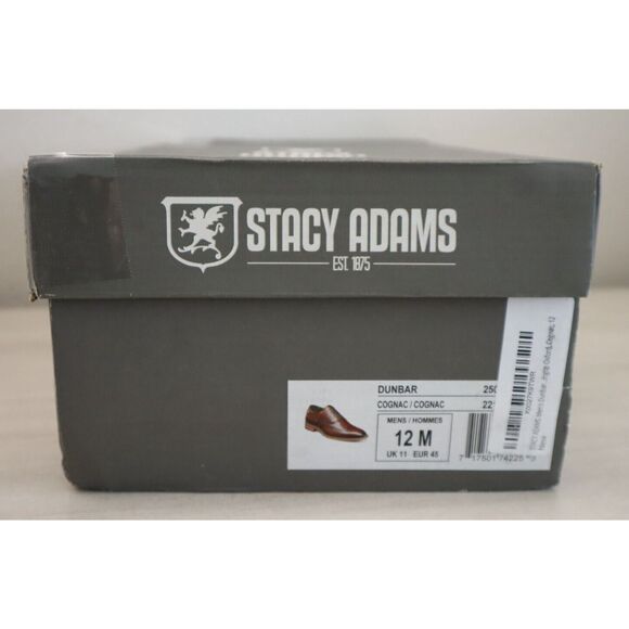 Stacy Adams Men's Sz 12M Cognac Leather Dunbar Wingtip Oxford Dress Shoes - Picture 10 of 10